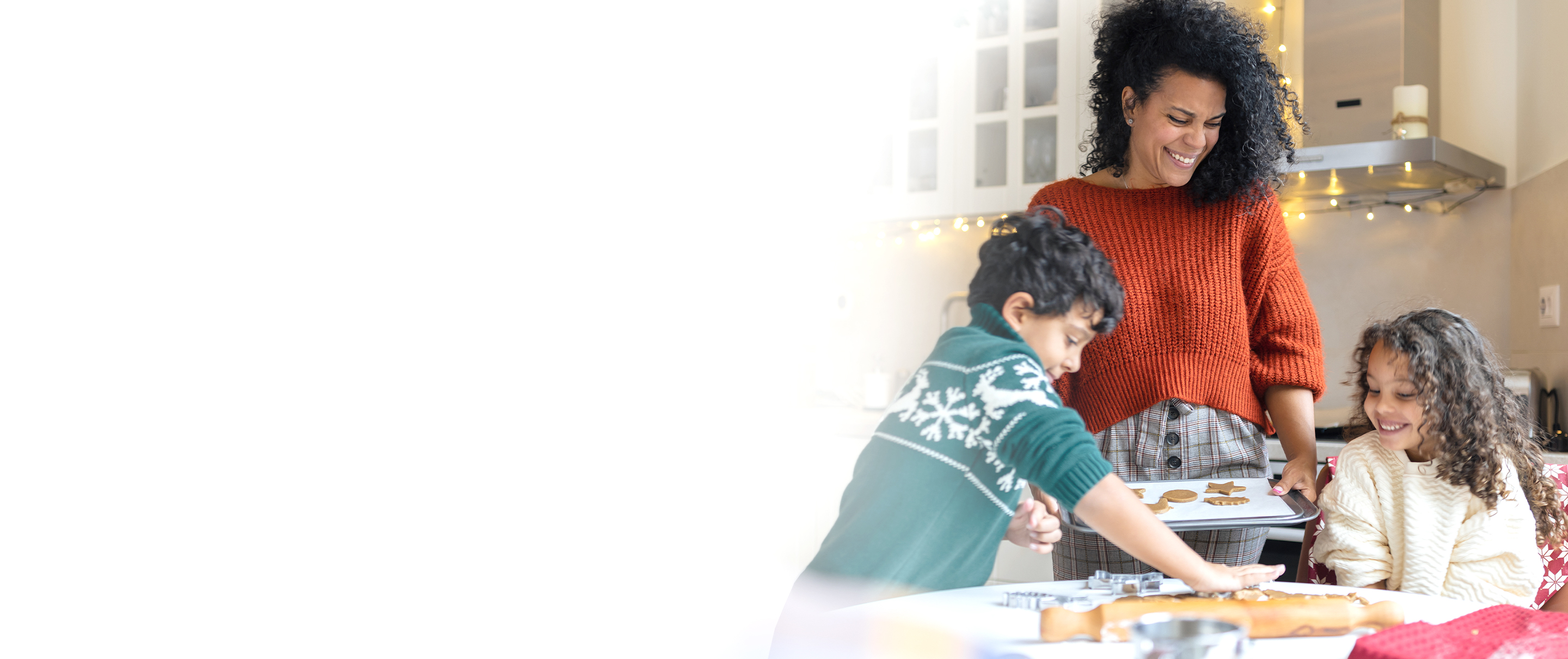 family baking holiday cookies