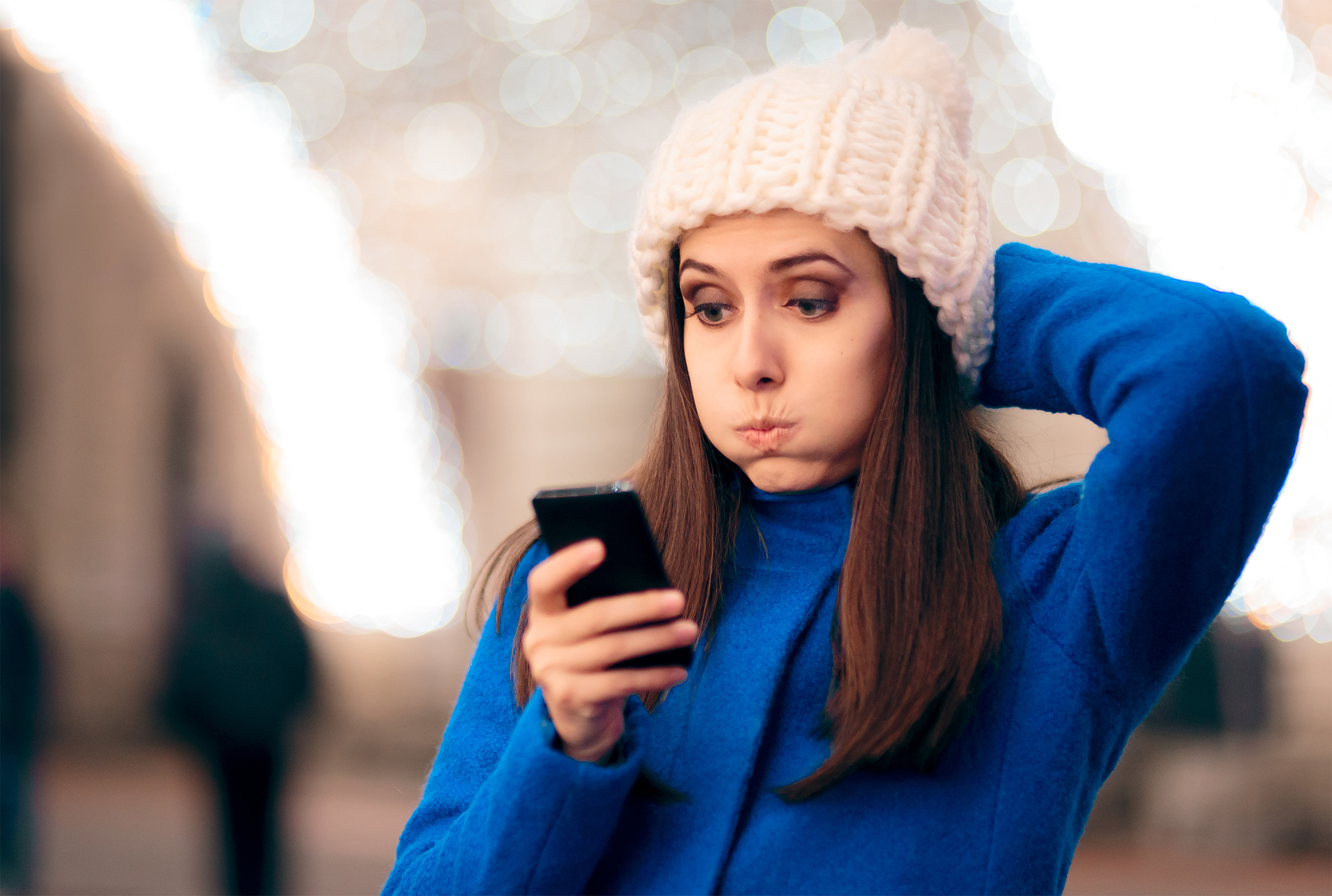 women looking at her phone