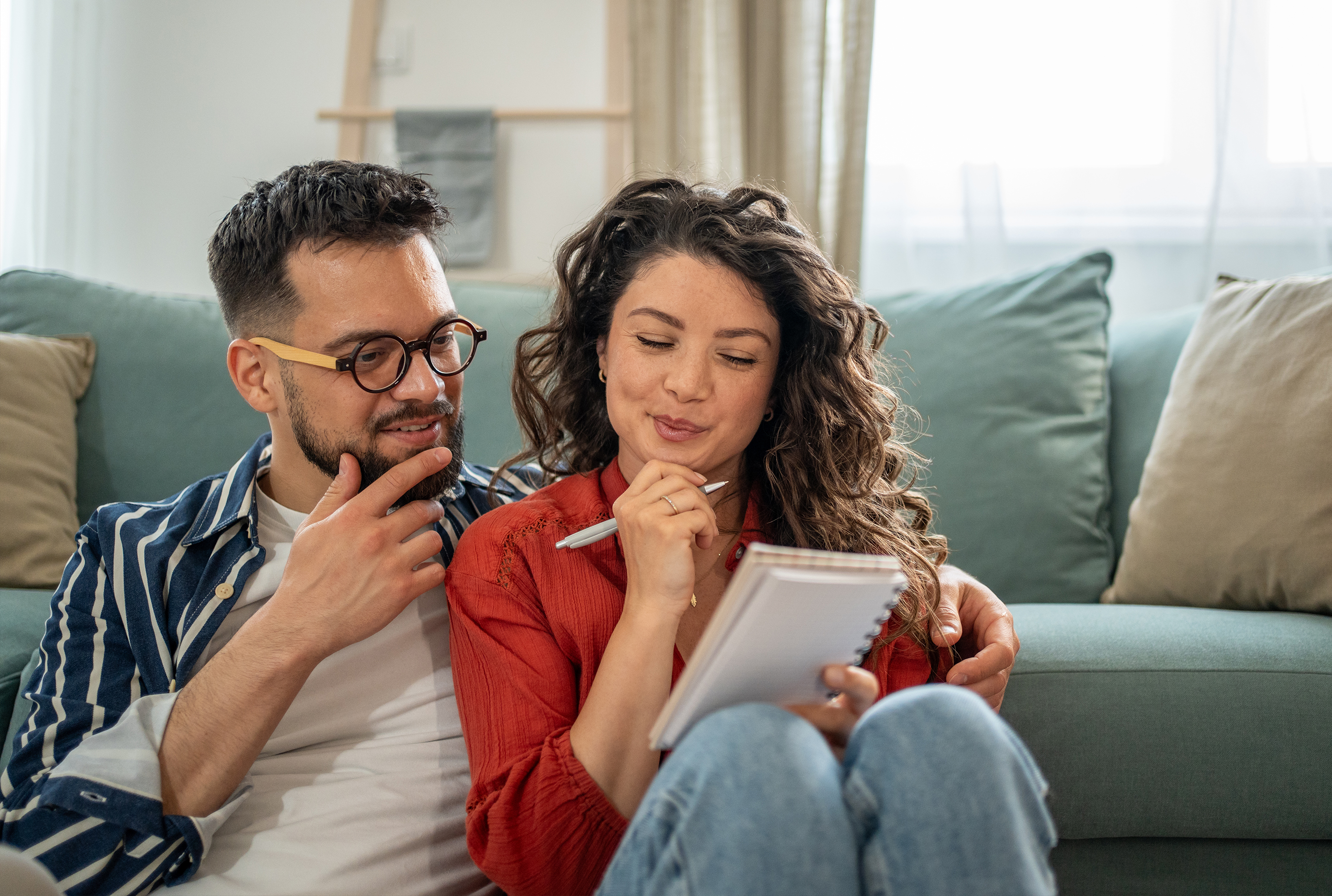 couple sitting together making plans