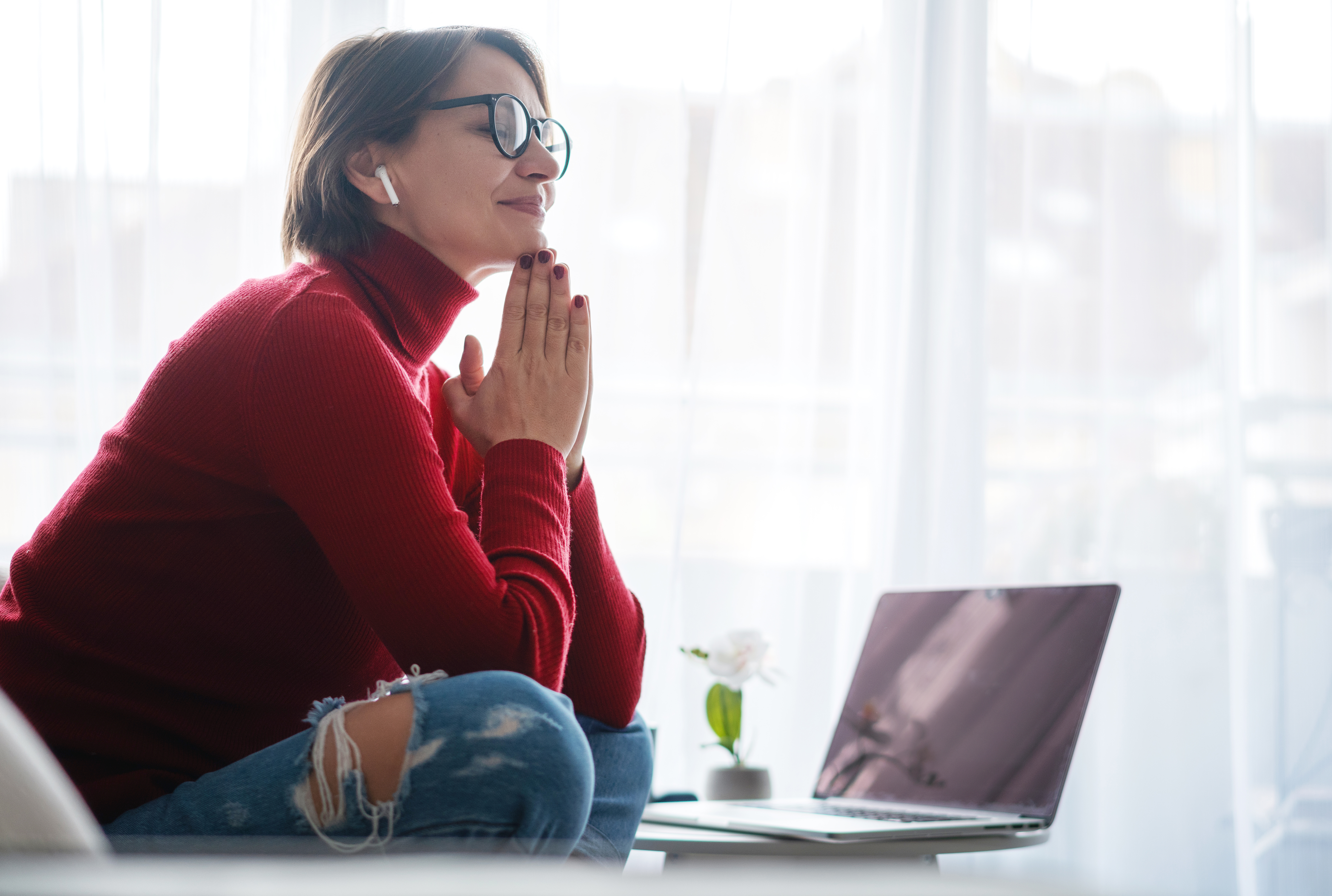 person looking at laptop