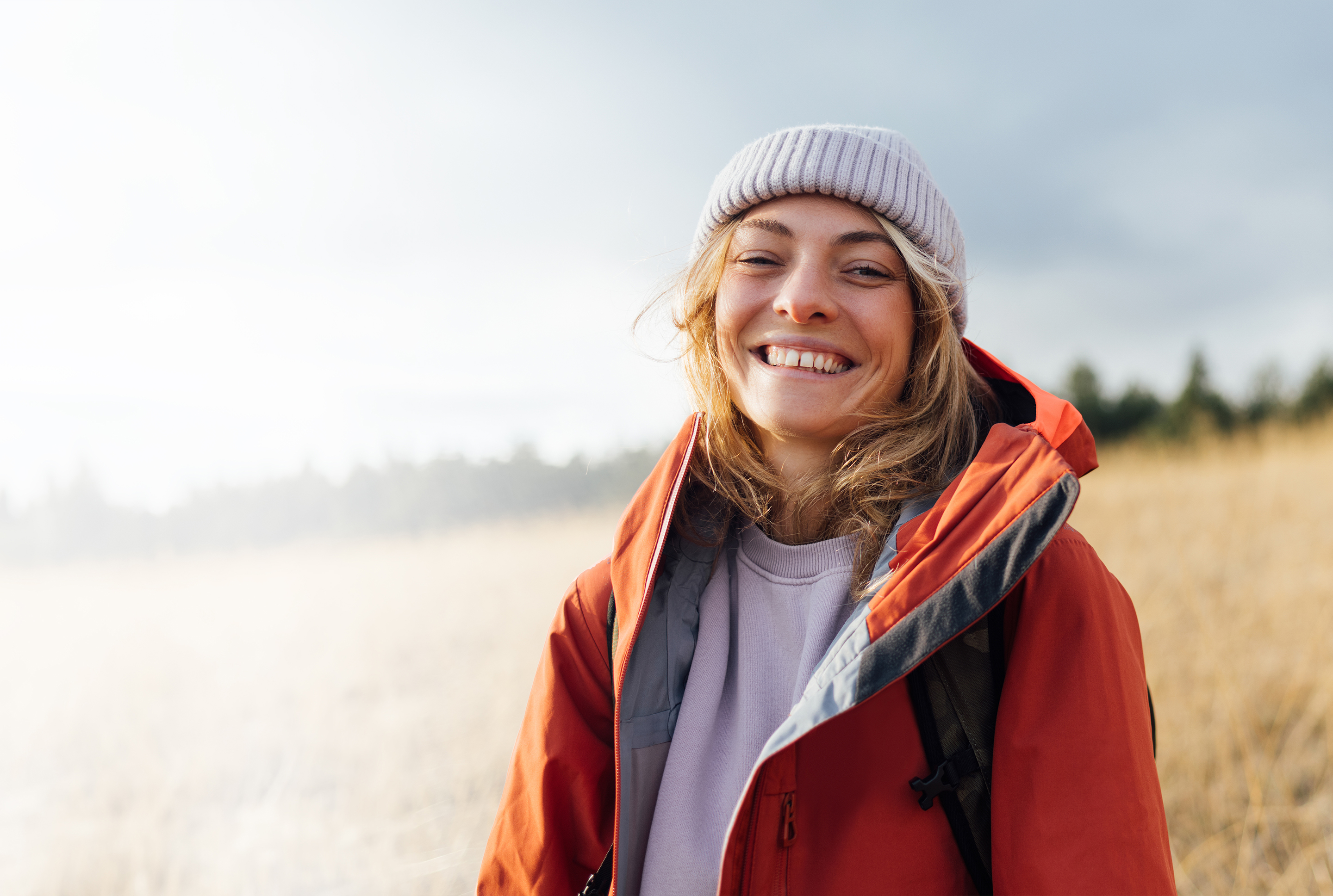 women outside smiling